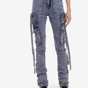 American Bazi Distressed purple Flare Jeans